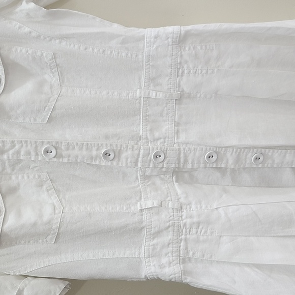 Hallhuber basic 100 % Leinen  Elegant White Button-Up Dress - Picture 9 of 16